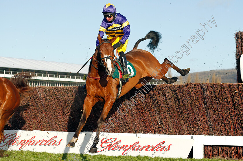 Corach-Rambler-0003 
 CORACH RAMBLER (Derek Fox) wins The Tiggys Trust Novices Limited Handicap Chase
Cheltenham 10 Dec 2021 - Pic Steven Cargill / Racingfotos.com