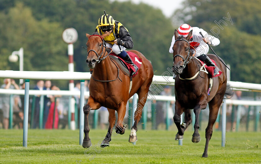 Zouky-0003 
 ZOUKY (Marco Ghiani) beats KITAI (right) in The British EBF Fillies Novice Stakes
Haydock 2 Sep 2022 - Pic Steven Cargill / Racingfotos.com