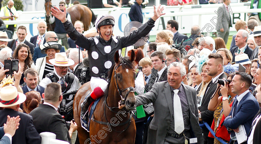 Annapurna-0009 
 ANAPURNA (Frankie Dettori) with owner Mark Weinfield after The Investec Oaks
Epsom 31 May 2019 - Pic Steven Cargill / Racingfotos.com