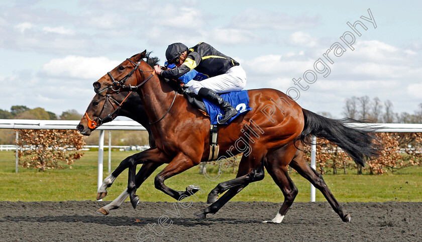 Dukebox-0003 
 DUKEBOX (farside, Sean Levey) beats MENG TIAN (nearside, James Doyle) in The Play Slingo Starburst At Unibet EBF Novice Stakes
Kempton 5 Apr 2021 - Pic Steven Cargill / Racingfotos.com