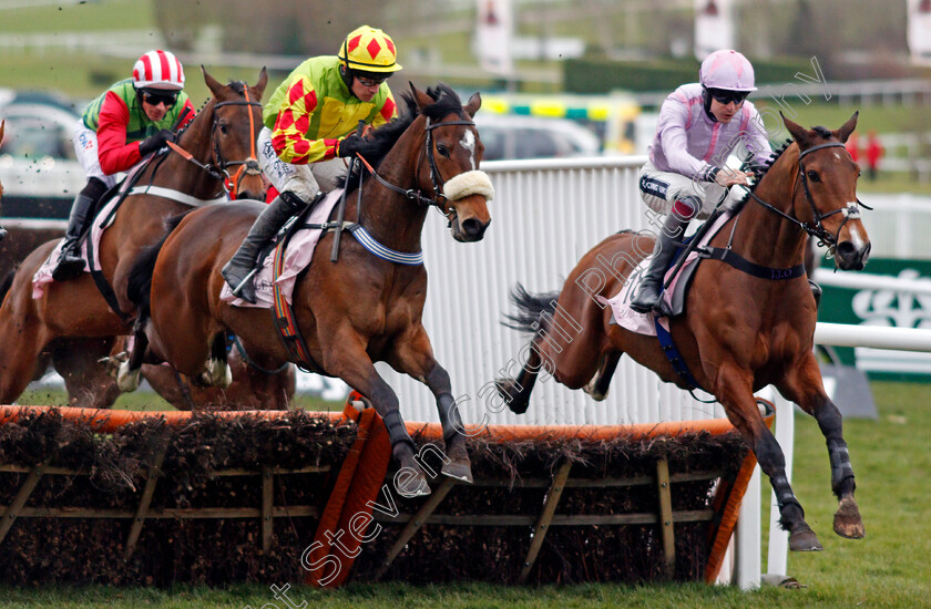 Eureu-Du-Boulay-and-Knight-Destroyer-0001 
 EUREU DU BOULAY (left, Jonathan Burke) jumps with KNIGHT DESTROYER (right) Cheltenham 14 Mar 2018 - Pic Steven Cargill / Racingfotos.com