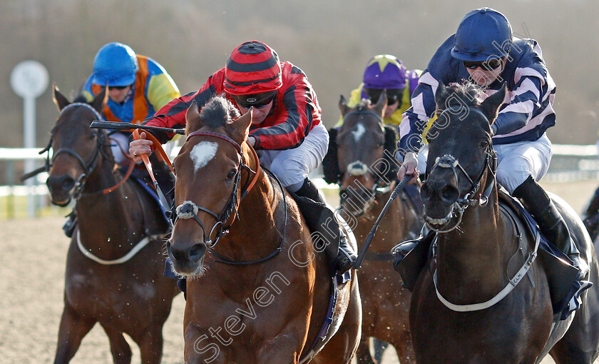 Fields-Of-Dreams-0005 
 FIELDS OF DREAMS (left, Jason Watson) beats THECHILDREN'STRUST (right) in The Bombardier British Hopped Amber Beer Handicap
Lingfield 11 Dec 2019 - Pic Steven Cargill / Racingfotos.com