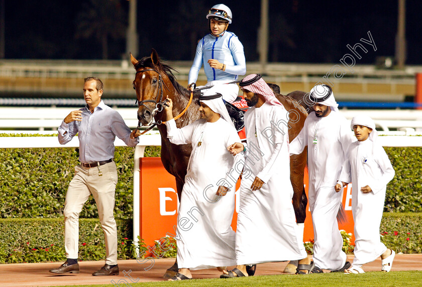 Matterhorn-0010 
 MATTERHORN (Mickael Barzalona) after The Al Maktoum Challenge Round 3 with trainer Salem Bin Ghadayer
Meydan 7 Mar 2020 - Pic Steven Cargill / Racingfotos.com