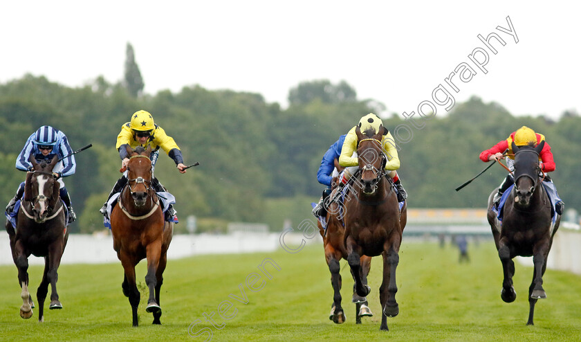 Without-A-Fight-0004 
 WITHOUT A FIGHT (2nd right, Andrea Atzeni) beats JOHN LEEPER (right) and EUCHEN GLEN (2nd left) in The Sky Bet Grand Cup
York 11 Jun 2022 - Pic Steven Cargill / Racingfotos.com