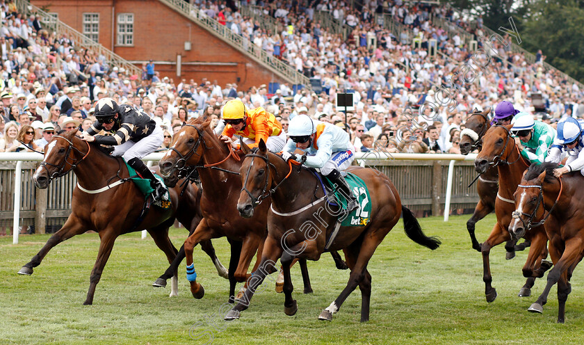 Burnt-Sugar-0003 
 BURNT SUGAR (centre, Paul Hanagan) beats SPANISH CITY (2nd left) and SHADY MCCOY (left) in The bet365 Bunbury Cup
Newmarket 14 Jul 2018 - Pic Steven Cargill / Racingfotos.com