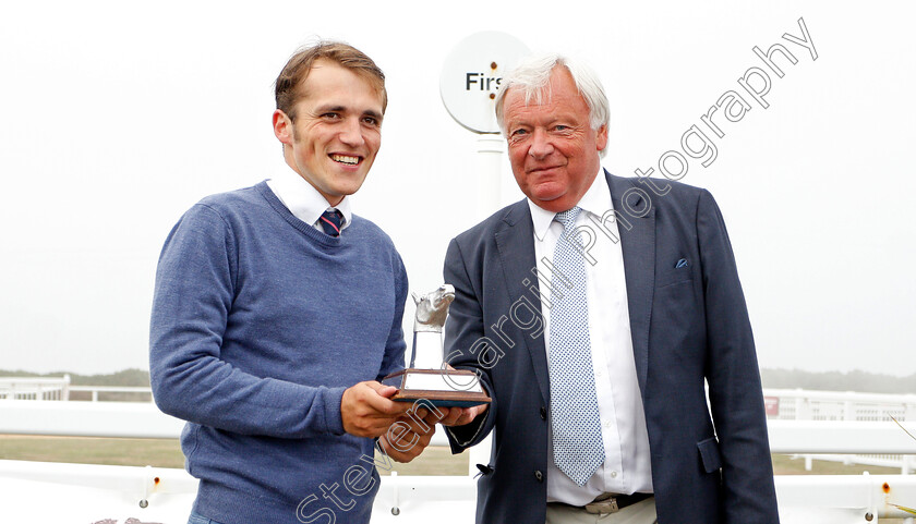 Freddy-Tett-0001 
 Presentation by Hugh Raymond to Freddy Tett for winning the Champion Jockey of the Channel Islands
Les Landes, Jersey 26 Aug 2019 - Pic Steven Cargill / Racingfotos.com