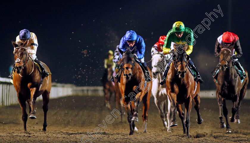 Grey s-Monument-0001 
 GREY'S MONUMENT (right, Hector Crouch) beats TEMPUS (left) and MAJESTIC PRIDE (centre) in The Irish Stallion Farms EBF Hyde Stakes
Kempton 6 Dec 2023 - Pic Steven Cargill / Racingfotos.com