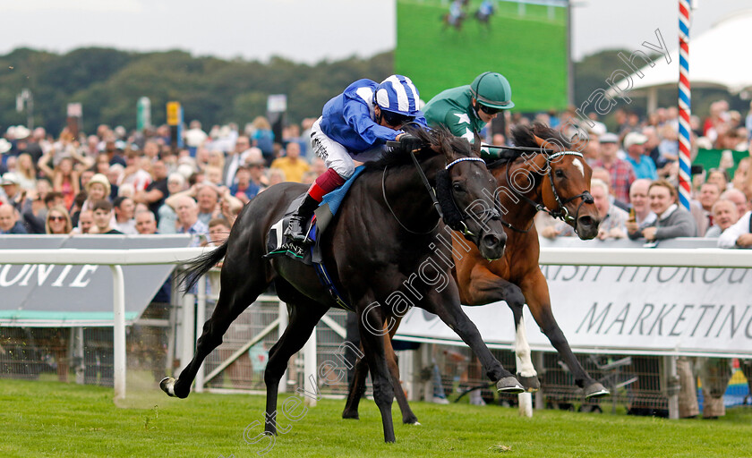 Mostahdaf-0005 
 MOSTAHDAF (Frankie Dettori) beats NASHWA (right) in The Juddmonte International Stakes
York 23 Aug 2023 - Pic Steven Cargill / Racingfotos.com