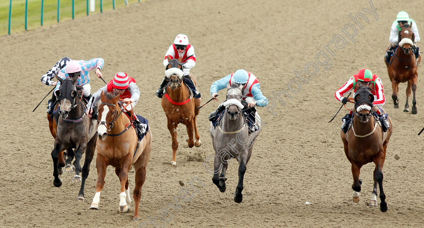 Sandfrankskipsgo-0001 
 SANDFRANKSKIPSGO (Shane Kelly) beats THEGREYVTRAIN (2nd right) HULA GIRL (left) and SHACKLED N DRAWN (right) in The Betway Handicap
Lingfield 18 Jan 2019 - Pic Steven Cargill / Racingfotos.com