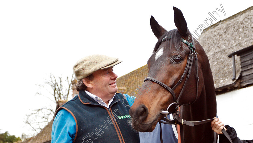 Altior-0008 
 ALTIOR with Nicky Henderson
Lambourn 18 Feb 2019 - Pic Steven Cargill / Racingfotos.com