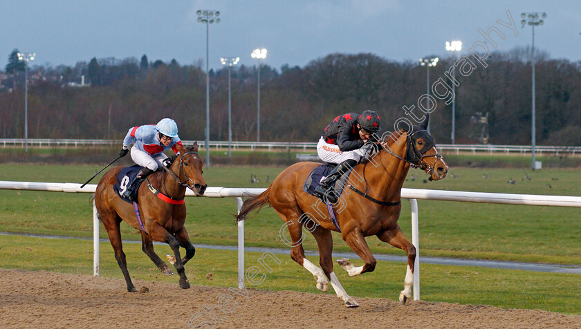 Louis-Treize-0002 
 LOUIS TREIZE (Dougie Costello) beats COUNTRY CHARM (left) in The Read Ross O'Sullivan On Betway Insider Handicap Div1
Wolverhampton 11 Mar 2022 - Pic Steven Cargill / Racingfotos.com