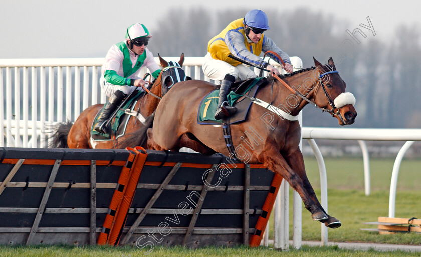 Minella-Trump-0003 
 MINELLA TRUMP (Brian Hughes) leads THE CASHEL MAN (left, Jeremiah McGrath) over the last before being disqualified in the tote's Back Novices Hurdle
Bangor-On-Dee 7 Feb 2020 - Pic Steven Cargill / Racingfotos.com