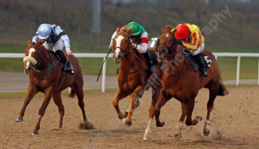 RIver-Wharfe-0002 
 RIVER WHARFE (right, Jamie Spencer) beats LITTLE SUNFLOWER (centre) and FIRCOMBE HALL (left) in The tote Placepot Your First Bet Nursery Div1
Chelmsford 27 Nov 2020 - Pic Steven Cargill / Racingfotos.com