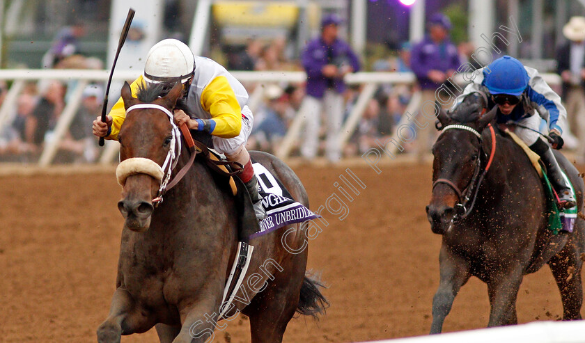 Forever-Unbridled-0001 
 FOREVER UNBRIDLED (John Velazquez) wins The Breeders' Cup Distaff, Del Mar USA 3 Nov 2017 - Pic Steven Cargill / Racingfotos.com