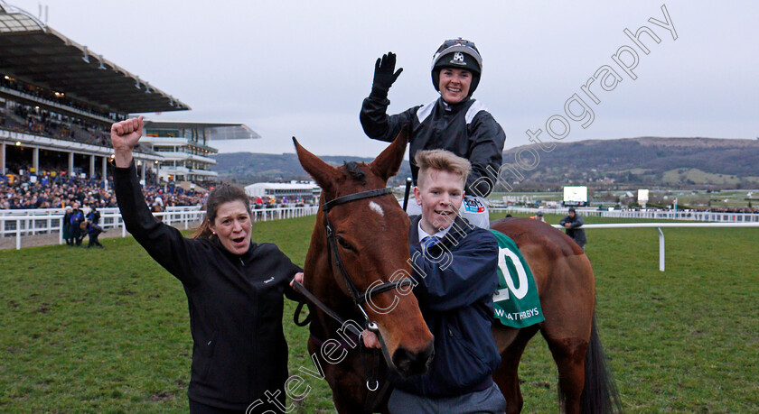 Relegate-0004 
 RELEGATE (Katie Walsh) after The Weatherbys Champion Bumper Cheltenham 14 Mar 2018 - Pic Steven Cargill / Racingfotos.com