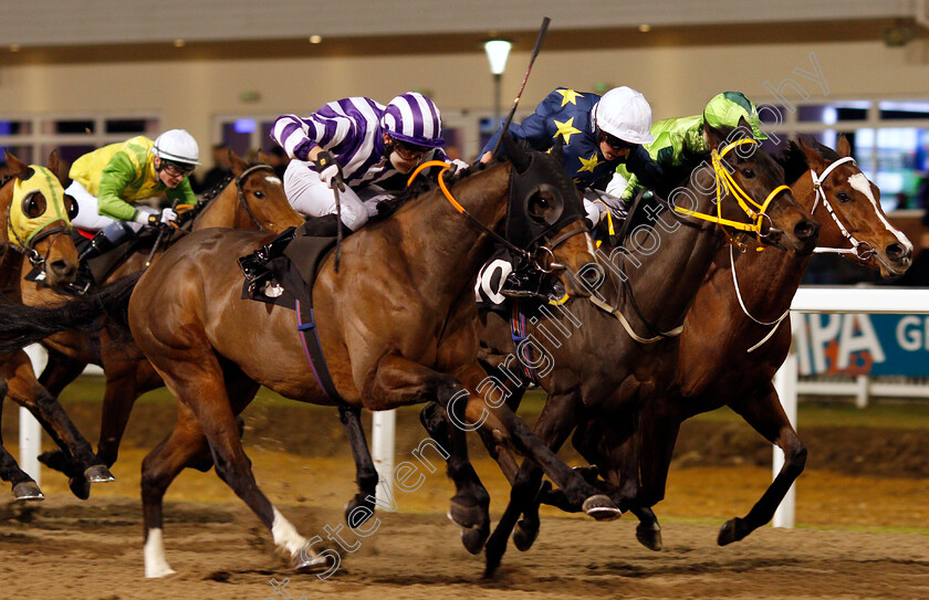 Ertidaad-0004 
 ERTIDAAD (left, Charles Bishop) beats DUKES MEADOW (centre) and HOW'S LUCY (right) in The Bet toteWIN At betfred.com Handicap Chelmsford 8 Dec 2017 - Pic Steven Cargill / Racingfotos.com