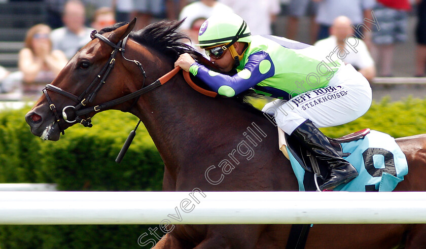 Valid-Point-0004 
 VALID POINT (Javier Castellano) wins Allowance
Belmont Park USA 7 Jun 2019 - Pic Steven Cargill / Racingfotos.com