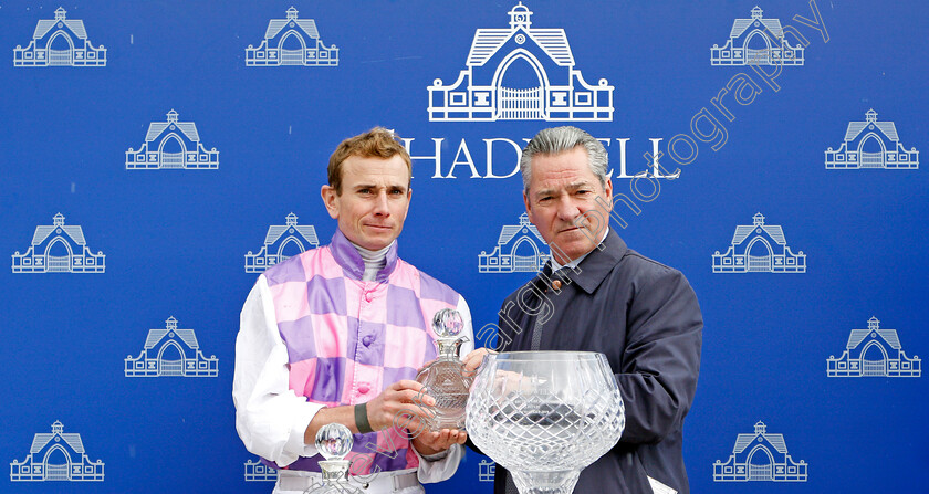 Agincourt-0008 
 Presentation by Richard Hills to Ryan Moore for The Tasleet British EBF Rosemary Stakes won by AGINCOURT
Newmarket 27 Sep 2019 - Pic Steven Cargill / Racingfotos.com