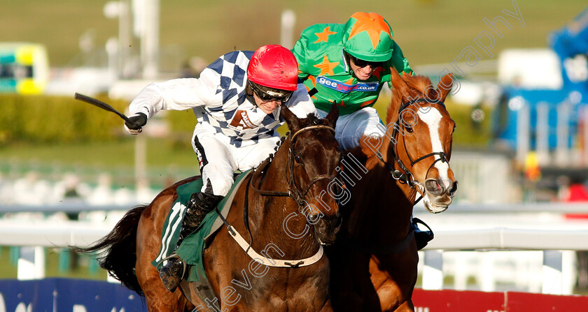 Rathvinden-0006 
 RATHVINDEN (left, Mr P Mullins) beats MS PARFOIS (right) in The National Hunt Challenge Cup Chase Cheltenham 13 Mar 2018 - Pic Steven Cargill / Racingfotos.com