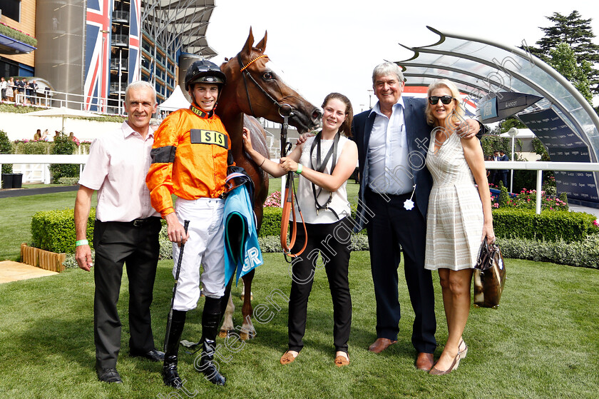 Speedo-Boy-0007 
 SPEEDO BOY (James Doyle) with owners Paul and Jan Williams after The JGR Brown Jack Handicap
Ascot 27 Jul 2018 - Pic Steven Cargill / Racingfotos.com