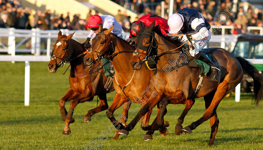 Cogry-0004 
 COGRY (centre, Sam Twiston-Davies) beats SINGLEFARMPAYMENT (right) and ROLLING DYLAN (left) in The CF Roberts 25 Years Of Sponsorship Hanidcap Chase
Cheltenham 14 Dec 2018 - Pic Steven Cargill / Racingfotos.com