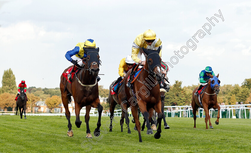 Arabian-Jazz-0001 
 ARABIAN JAZZ (centre, James Doyle) beats NARJES (left) in The 188bet Extra Place Races Fillies Handicap
Sandown 31 Aug 2018 - Pic Steven Cargill / Racingfotos.com