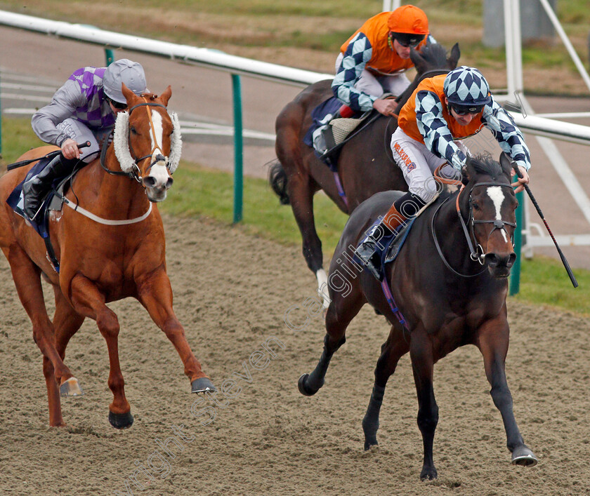 Cliffs-Of-Capri-0003 
 CLIFFS OF CAPRI (right, Dougie Costello) beats MEDICI BANCHIERE (left) in The 32Red.com Novice Stakes Lingfield 13 Jan 2018 - Pic Steven Cargill / Racingfotos.com