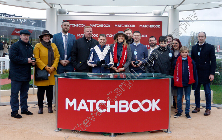 Cubomania-0006 
 Presentation to Gordon Elliott, Richard Johnson and owners for The Move Over To Matchbook Novices Chase won by CUBOMANIA
Cheltenham 27 Oct 2018 - Pic Steven Cargill / Racingfotos.com