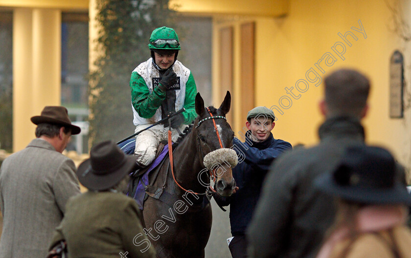 Vinndication-0007 
 VINNDICATION (Sean Bowen) after The Rosling King British EBF National Hunt Novices Hurdle Ascot 20 Jan 2018 - Pic Steven Cargill / Racingfotos.com