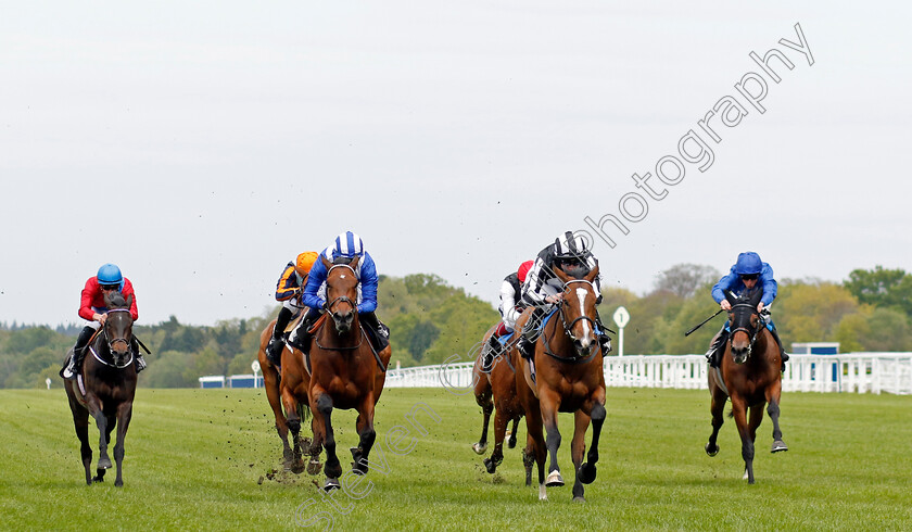 Grande-Dame-0002 
 GRANDE DAME (2nd right, Ryan Moore) beats MUKADDAMAH (2nd left) in The Naas Racecourse Royal Ascot Trials Day British EBF Fillies Stakes
Ascot 27 Apr 2022 - Pic Steven Cargill / Racingfotos.com