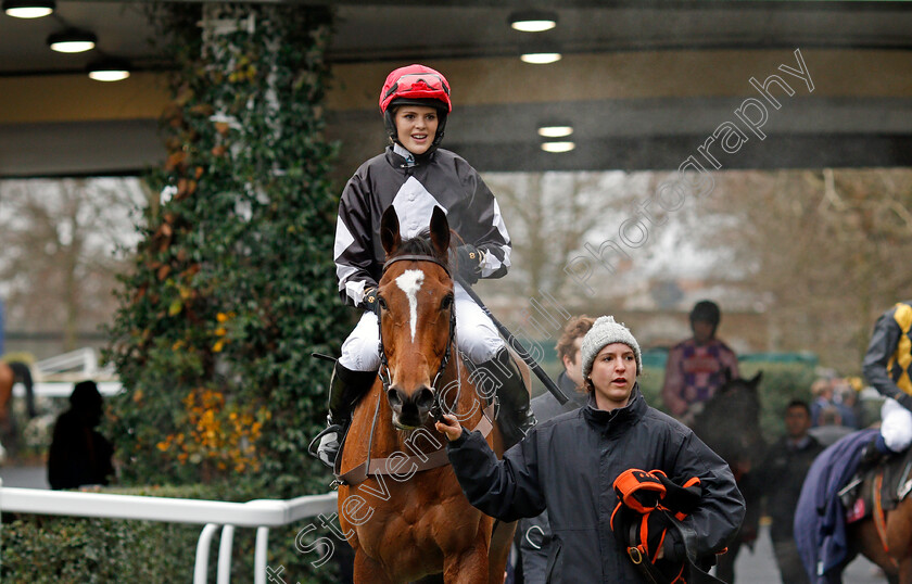 One-Of-Us-0006 
 ONE OF US (Lizzie Kelly) after The Foundation Developments Novices Handicap Hurdlle Ascot 23 Dec 2017 - Pic Steven Cargill / Racingfotos.com