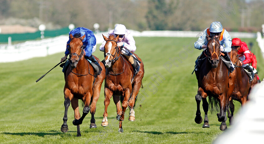 Rastrelli-0003 
 RASTRELLI (left, William Buick) beats TIGRE DU TERRE (right) and BOMBYX (centre) in The Dubai Duty Free Golf World Cup British EBF Stakes Newbury 20 Apr 2018 - Pic Steven Cargill / Racingfotos.com