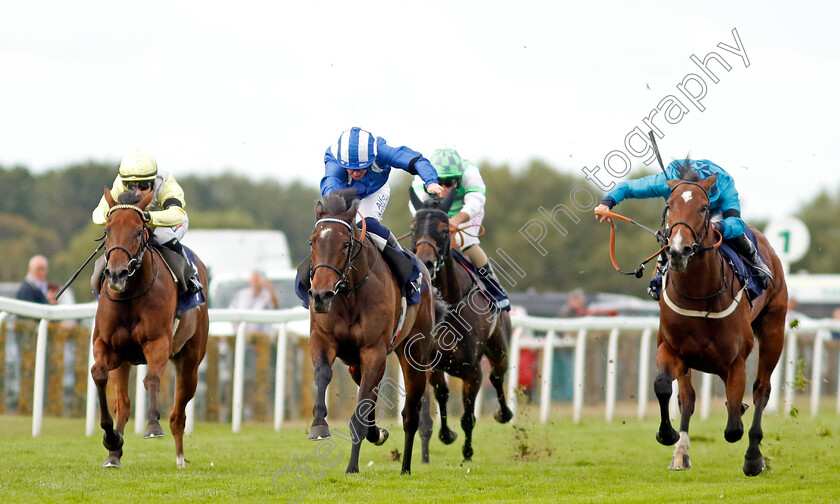 Tarhib-0006 
 TARHIB (centre, Jim Crowley) beats ROMANTIC TIME (left) and MAKAROVA (right) in The Bob Hunt's Race Day Fillies Handicap
Yarmouth 13 Sep 2022 - Pic Steven Cargill / Racingfotos.com