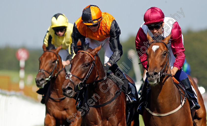 Aswan-0006 
 ASWAN (centre, James Doyle) beats BASTOGNE (right) in The Goodwood Racecourse Patrons Nursery
Goodwood 29 Jul 2021 - Pic Steven Cargill / Racingfotos.com