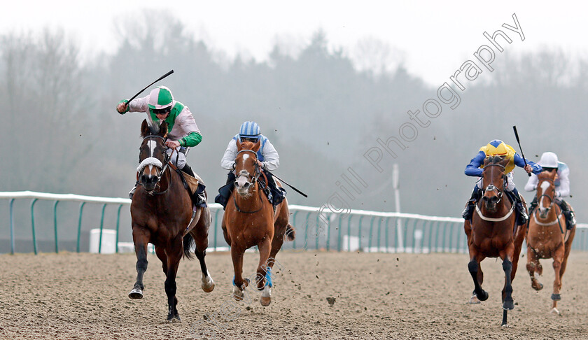 Lady-Perignon-0002 
 LADY PERIGNON (left, Jason Watson) wins The 32Red.com Fillies Handicap Lingfield 13 Jan 2018 - Pic Steven Cargill / Racingfotos.com