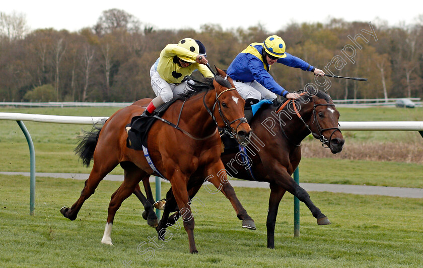 Astro-King-0004 
 ASTRO KING (right, Richard Kingscote) beats FINEST SOUND (left) in The Download The Mansionbet App Handicap
Nottingham 7 Apr 2021 - Pic Steven Cargill / Racingfotos.com