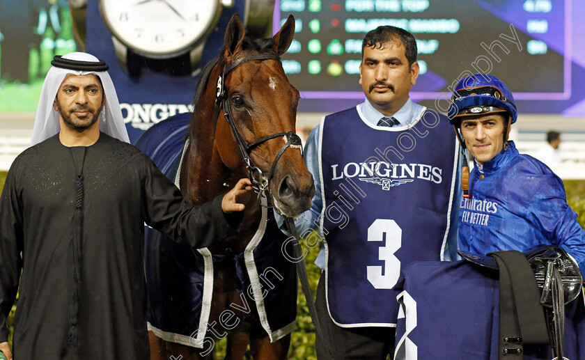 Benbatl-0017 
 BENBATL (Christophe Soumillon) with Saeed Bin Suroor after The Singspiel Stakes
Meydan 9 Jan 2020 - Pic Steven Cargill / Racingfotos.com