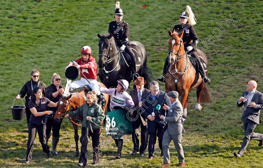 Tiger-Roll-0019 
 TIGER ROLL (Davy Russell) with Gordon Elliott and Jack Kennedy after The Randox Health Grand National Aintree 14 Apr 2018 - Pic Steven Cargill / Racingfotos.com