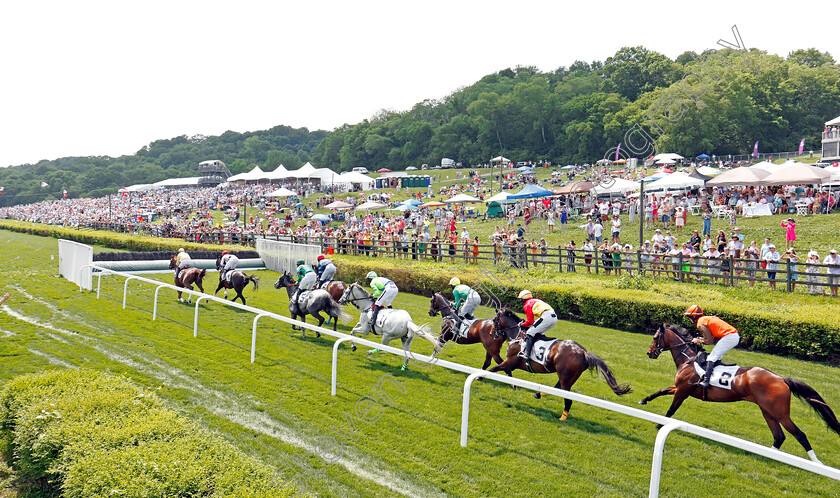 Iranistan-0002 
 IRANISTAN (2nd left, Darren Nagle) leading the field on his way to winning The Marcellus Frost Champion Hurdle Percy Warner Park, Nashville 12 May 2018 - Pic Steven Cargill / Racingfotos.com