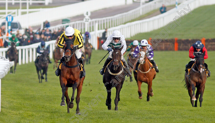 Allmankind-0004 
 ALLMANKIND (left, Harry Skelton) beats BOTOX HAS (centre) in The JCB Triumph Trial Juvenile Hurdle
Cheltenham 16 Nov 2019 - Pic Steven Cargill / Racingfotos.com