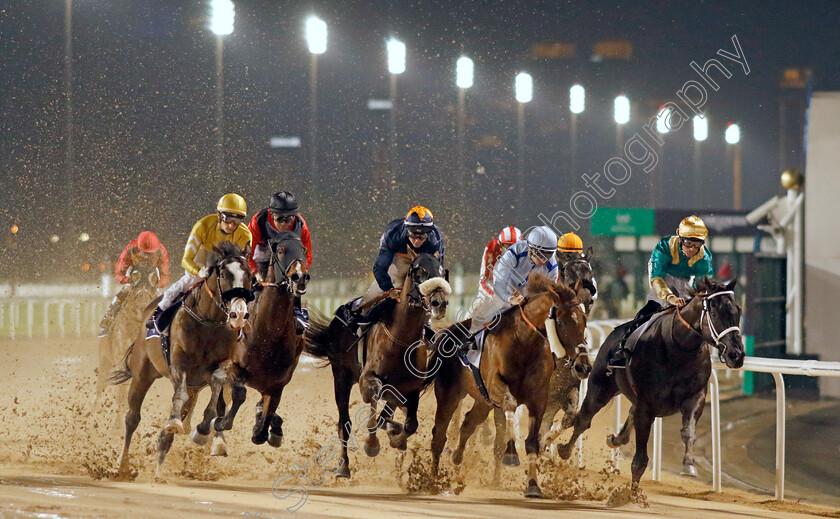 Meydan-0002 
 Into the first bend (right to left);
PREVENT, BOOK REVIEW, QUALITY HUMOR, LEGIONARIO and PITCHER'S POINT
Meydan 27 Jan 2023 - Pic Steven Cargill / Racingfotos.com