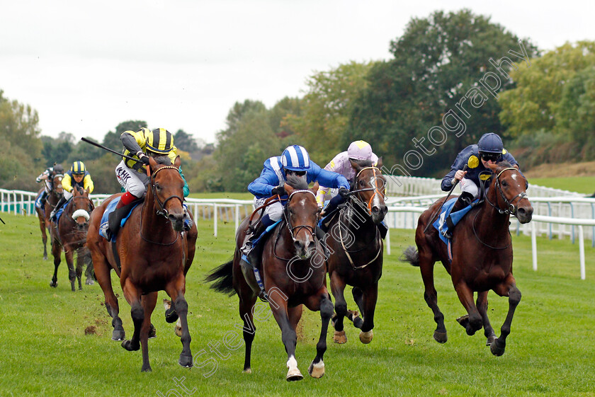 Ikhtiraaq-0004 
 IKHTIRAAQ (centre, Jim Crowley) beats AKHU NAJLA (left) and KNIGHT OF HONOUR (right) in The British EBF Novice Stakes Div1
Leicester 12 Oct 2021 - Pic Steven Cargill / Racingfotos.com