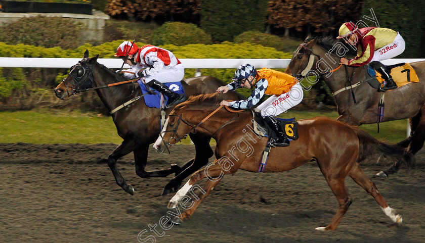 Tarseekh-0002 
 TARSEEKH (Charles Bishop) beats DE LITTLE ENGINE (nearside) in The Racing UK HD Handicap Kempton 7 Mar 2018 - Pic Steven Cargill / Racingfotos.com