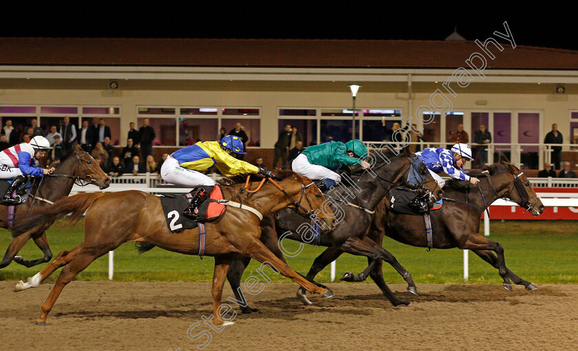 Smart-Connection-0005 
 SMART CONNECTION (right, Kieran O'Neill) beats AIGUILLETTE (centre, William Buick) and ZEFFERINO (left, Ellie MacKenzie)
Chelmsford 14 Oct 2021 - Pic Steven Cargill / Racingfotos.com