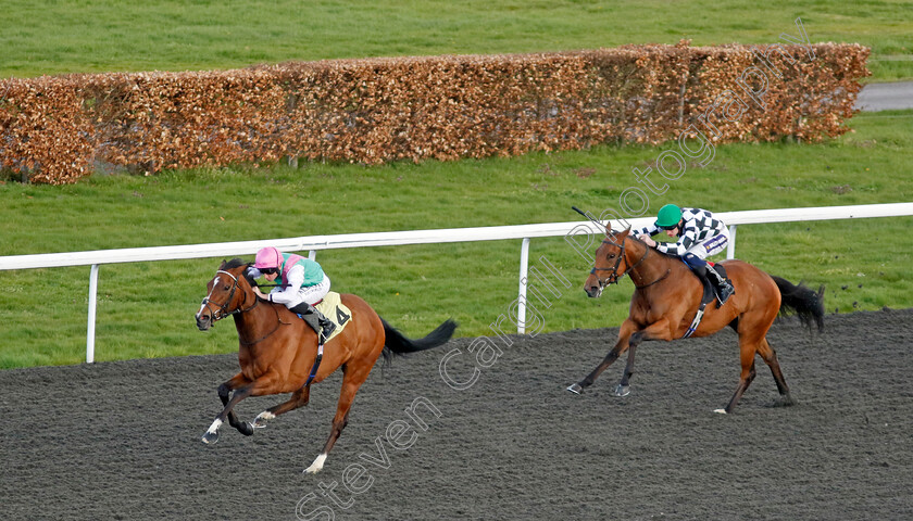 Laurel-0008 
 LAUREL (Ryan Moore) beats LIGHTSHIP (right) in The Racing TV Snowdrop Fillies Stakes
Kempton 10 Apr 2023 - Pic Steven Cargill / Racingfotos.com