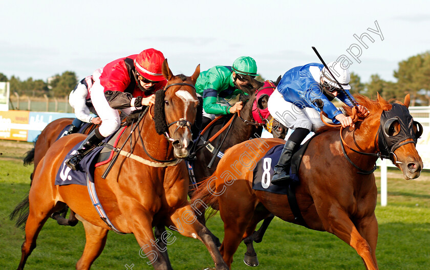 Wild-Flower-0007 
 WILD FLOWER (left, Molly Presland) beats SWELL SONG (right) in The Final Furlong Podcast Handicap
Yarmouth 17 Sep 2020 - Pic Steven Cargill / Racingfotos.com