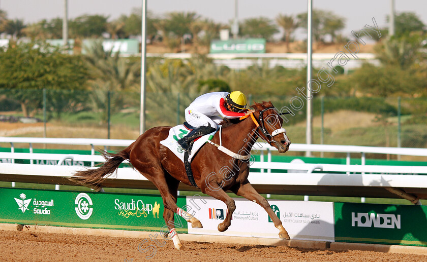 Istita aeh-0004 
 ISTITA'AEH (Camillo Ospina) wins The Mosef First Fillies Mile
King Abdulaziz Racecourse, Saudi Arabia, 23 Feb 2024 - Pic Steven Cargill / Racingfotos.com