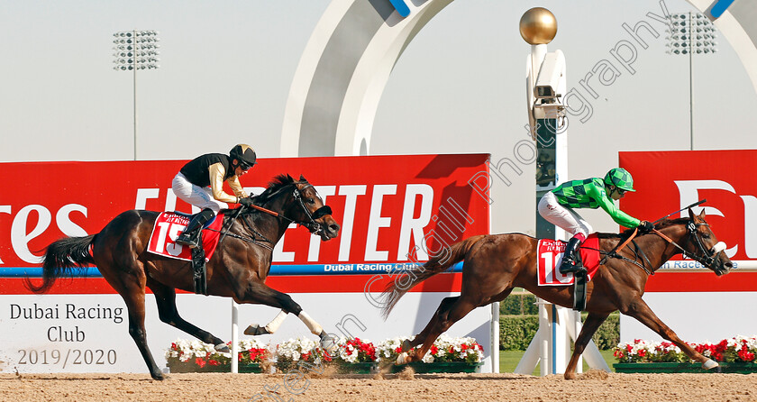 Emblem-Storm-0005 
 EMBLEM STORM (Oisin Murphy) beats TUZ (left) in The Al Bastakiya
Meydan 7 Mar 2020 - Pic Steven Cargill / Racingfotos.com