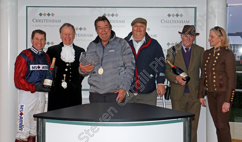 Crooks-Peak-0006 
 Presentation to Philip Hobbs, Richard Johnson and owners for The High Sheriff Of Gloucestershire's Standard Open National Hunt Flat Race won by CROOKS PEAK Cheltenham 19 Nov 2017 - Pic Steven Cargill / Racingfotos.com