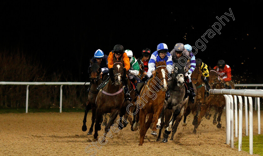 Pushkin-Museum-0004 
 PUSHKIN MUSEUM (grey, Shane Kelly) tracks BOBBY VEE (leading) round the final turn on his way to winning The Betway Sprint Handicap Div2 Wolverhampton 4 Jan 2018 - Pic Steven Cargill / Racingfotos.com